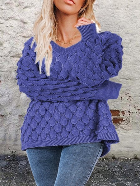 Wool/Knitting Casual Sweater, Sweaters, color:Denim Blue|size:XXL, JustFashionNow