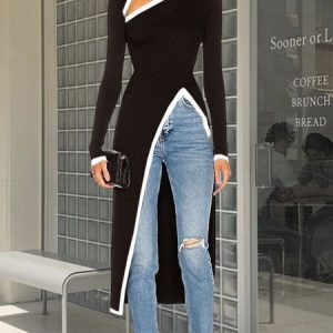 Color Block Casual Asymmetrical Shirt, Blouses and Shirts, color:As Picture|size:XXL, Stylewe