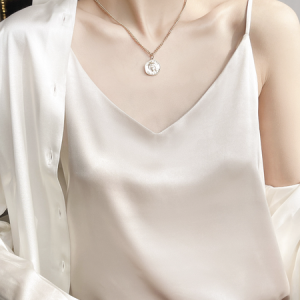 Casual V Neck Plain Cami, Tanks & Camis, color:Champagne|size:XXL, Noracora