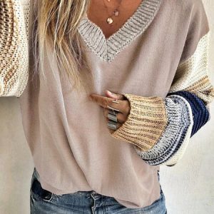 Long Sleeve Casual Sweater, Sweaters, color:Light Gray|size:XXL, Noracora