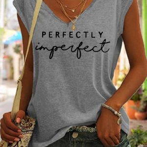 Perfectly Imperfect Casual V Neck Knit, color:Gray|size:3XL, Lilicloth.com