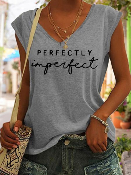Perfectly Imperfect Casual V Neck Knit, color:Gray|size:3XL, Lilicloth.com