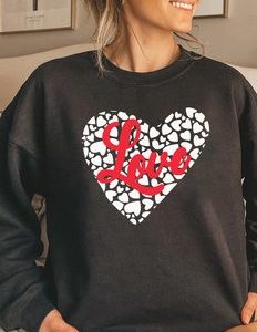 Ladies Casual Alphabet Love Pullover Sweater Urban Daily Women's Clothing, Sweatshirts & Hoodies, color:Black|size:XXL, JustFashionNow