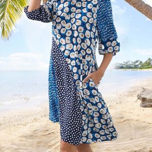 Loose Leopard Crew Neck Vacation Dress, Dresses, color:Multicolor|size:XXL, JustFashionNow