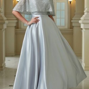 Regular Fit V Neck Plain Elegant Wedding Guest Dress, Maxi Dresses, color:Gray|size:XL, Stylewe