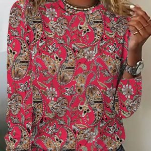 Casual Crew Neck Loose T-Shirt, color:Red|size:XXL, Lilicloth.com