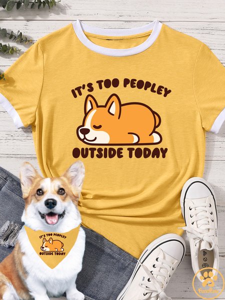 Women's It's Too People Outside Today Matching T-Shirt, color:Yellow|size:XXL, Lilicloth.com