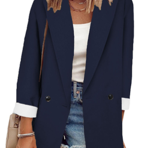 Plain Casual Shawl Collar Buttoned Blazer, Blazers, color:Purplish blue|size:3XL, JustFashionNow