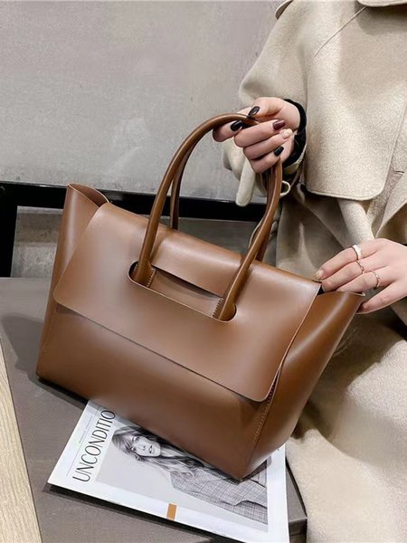Urban Commuting Folding Cover Portable Tote Bag, Women's Bags, color:Brown|size:One-size, JustFashionNow