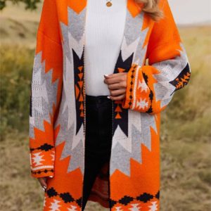 Women Wool/Knitting Ethnic Long Sleeve Comfy Boho Cardigan, Cardigans, color:Caramel|size:XL, Noracora