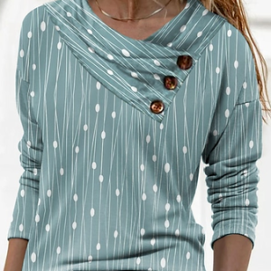 Casual Geometric Crew Neck Top, Shirts & Blouses, color:Green|size:XXL, JustFashionNow