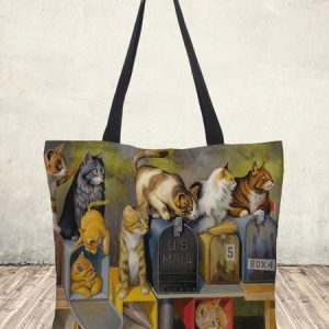 Vintage Cat Print Tote Bag Canvas Tote, color:Color2|size:One-size, Lilicloth.com