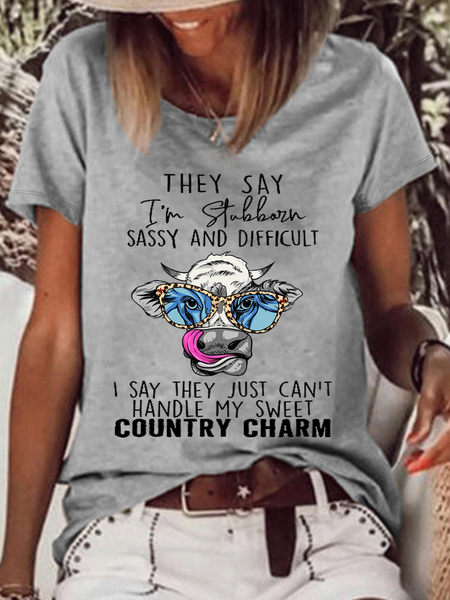 Women's Funny They Say I'm Stubborn Sassy and Difficult. I Say They Just Can't Handle My Sweet Country Charm Casual T-Shirt, T-shirts, Lilicloth.com