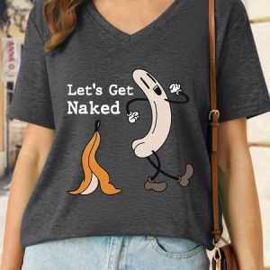 Lilicloth X Manikvskhan Let’s Get Naked Women’s Plant Fruit Funny Casual  Cotton T-Shirt, color:Deep Gray|size:3XL, Lilicloth.com