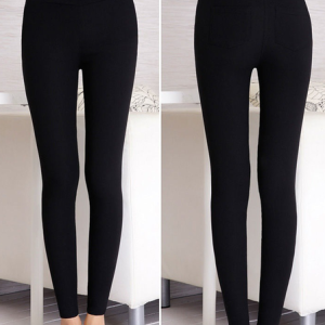 Casual Plain Natural Ankle Pants Legging, Leggings, color:Black|size:XXL, Noracora