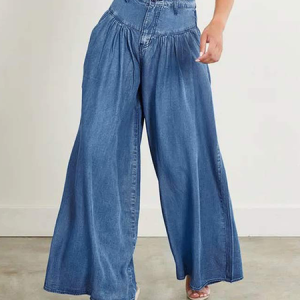 Denim Urban Loose Plain Jeans, Jeans, color:Denim Blue|size:XXL, Stylewe