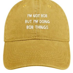 Men's /Women's I Am Not Bob But I Am Doing Bob Things Graphic Printing Regular Fit Adjustable Denim Hat, color:Yellow|size:One-size, Lilicloth.com