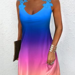 Ombre Crew Neck Loose Casual Dress, Dresses, color:Multicolor|size:XXL, JustFashionNow