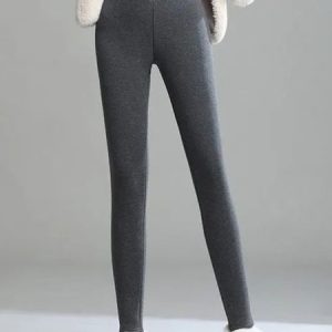 Casual Plain Natural Long Legging, Leggings, color:Gray|size:3XL, Noracora