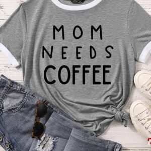 Lilicloth X Funnpaw Women's Mom Needs Coffee Matching T-Shirt, color:Gray|size:XXL, Lilicloth.com