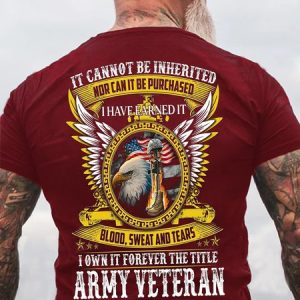 I OWN IT FOREVER THE TITLE ARMY VETERAN Casual Short Sleeve T-Shirt, color:Red|size:3XL, Lilicloth.com