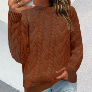 Women Plain Long Sleeve Comfy Casual Sweater, Sweaters, color:Coffee|size:XXL, Noracora