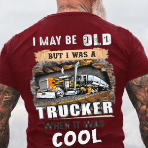 Men's Awesome Trucker Casual Cotton Crew Neck T-Shirt, color:Red|size:3XL, Lilicloth.com