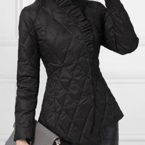 Elegant Plain Regular Fit Long Sleeve Fleece Coat, Coats, color:Black|size:XXL, Stylewe