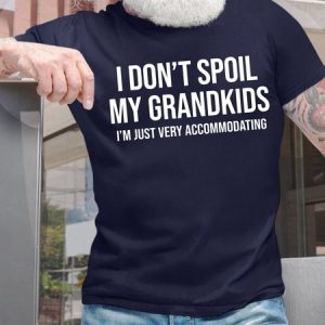 Men's I Don't Spoil My Grandkids I'm Just Very Accommodating Funny Graphic Printing Casual Loose Cotton Text Letters T-Shirt, T-shirts, Lilicloth.com