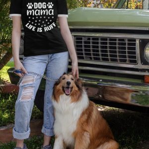 Lilicloth X Funnpaw X Jessanjony Dog Mom Life Is Ruff Women's T-Shirt, color:Black|size:3XL, Lilicloth.com
