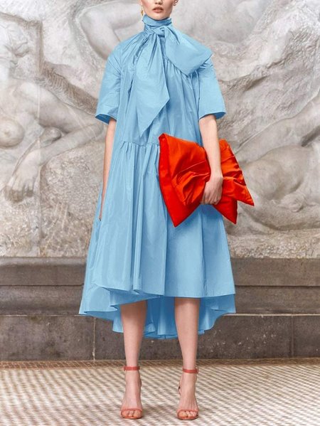 Plain Elegant Loose Midi Dress With No Belt, Maxi Dresses, color:Blue|size:XXL, Stylewe