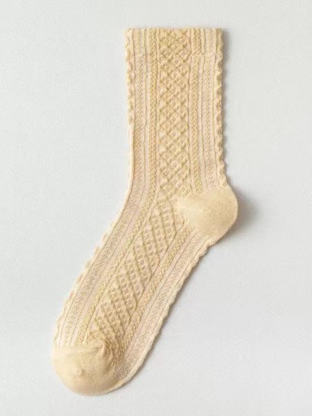 Casual Retro Twist Pattern Warm Wool Socks Autumn and Winter Socks, Socks, color:Nude|size:One-size, JustFashionNow