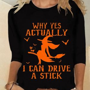 Casual Long Sleeve Round Neck Printed Top T-shirt, T-shirts, color:Black|size:XXL, Noracora