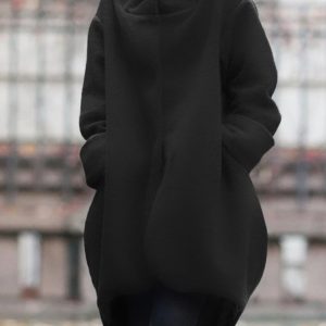 Vintage Hoodie Pockets Fleece Coat, Coats, color:Black|size:XXL, JustFashionNow