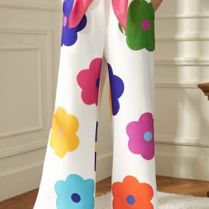 Floral Vacation Regular Fit Fashion Pants, Pants, color:Multicolor|size:XS, Stylewe