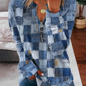 Regular Fit Geometric Casual Crew Neck Sweatshirt, Sweatshirts & Hoodies, color:Blue|size:XXL, JustFashionNow