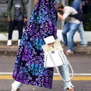 Women's Vintage Casual Floral Ethnic Long Trench Coat Everyday Commuter Clothing, Trench Coats, color:Color3|size:3XL, JustFashionNow