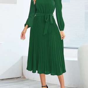 Plain Casual Regular Fit Dress With No, Dresses, color:darkgreen|size:XXL, JustFashionNow