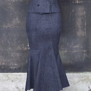 Faux Denim Elegant Denim Skirt, Denim Skirts, color:Blue|size:XXL, Stylewe