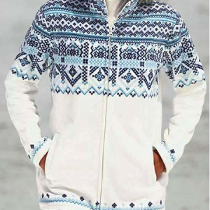 Ethnic Shawl Collar Casual Sweatshirt, Sweatshirts & Hoodies, color:White|size:XXL, JustFashionNow