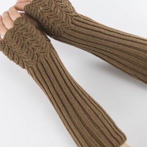 Half Finger Gloves Wool Gloves Arm Cover, Women Gloves, color:Khaki|size:One-size, JustFashionNow