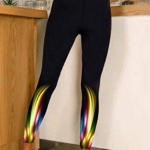 Regular Fit Gradient Pattern Leggings, Leggings, color:Multicolor|size:XXL, JustFashionNow