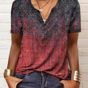 Buckle Casual V Neck Jersey Shirt, Shirts & Blouses, color:Red|size:XXL, JustFashionNow