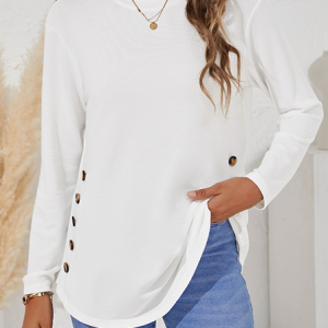 Casual Long Sleeve Top, T-shirts, color:White|size:XXL, Noracora
