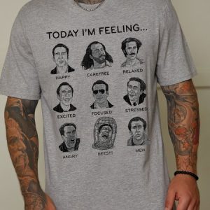 Men's Cotton funny mood Crew Neck Casual T-Shirt, color:Light Gray|size:3XL, Lilicloth.com