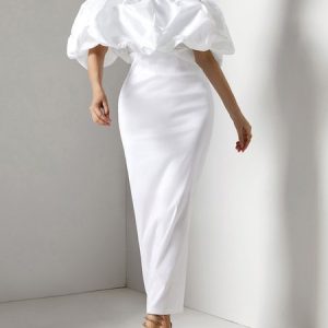 Elegant Plain Wedding Dress, Maxi Dresses, color:White|size:XXL, Stylewe