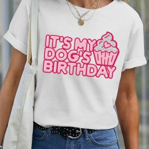 Lilicloth X Funnpaw Women's It's My Dog's Birthday Pet Matching T-Shirt, color:White|size:XXL, Lilicloth.com