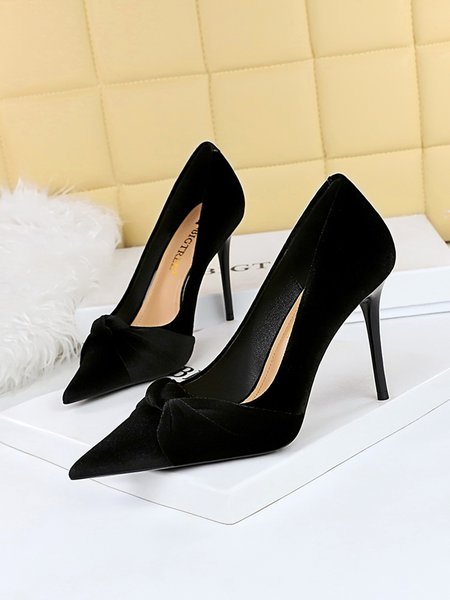 Elegant Bowknot Stiletto Heel Shallow Pumps, Heels, color:Black|size:43, Stylewe