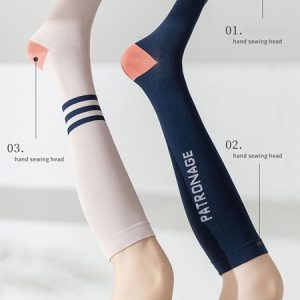 Striped Contrast Color Cotton High Elasticity Kinesiology Compression Stockings, Socks, color:Beige|size:One-size, JustFashionNow