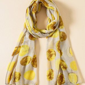 Silky Polka Dot Pattern Scarf Beach Vacation Casual Women's Accessories, Women Scarves & Shawls, color:Yellow|size:One-size, JustFashionNow